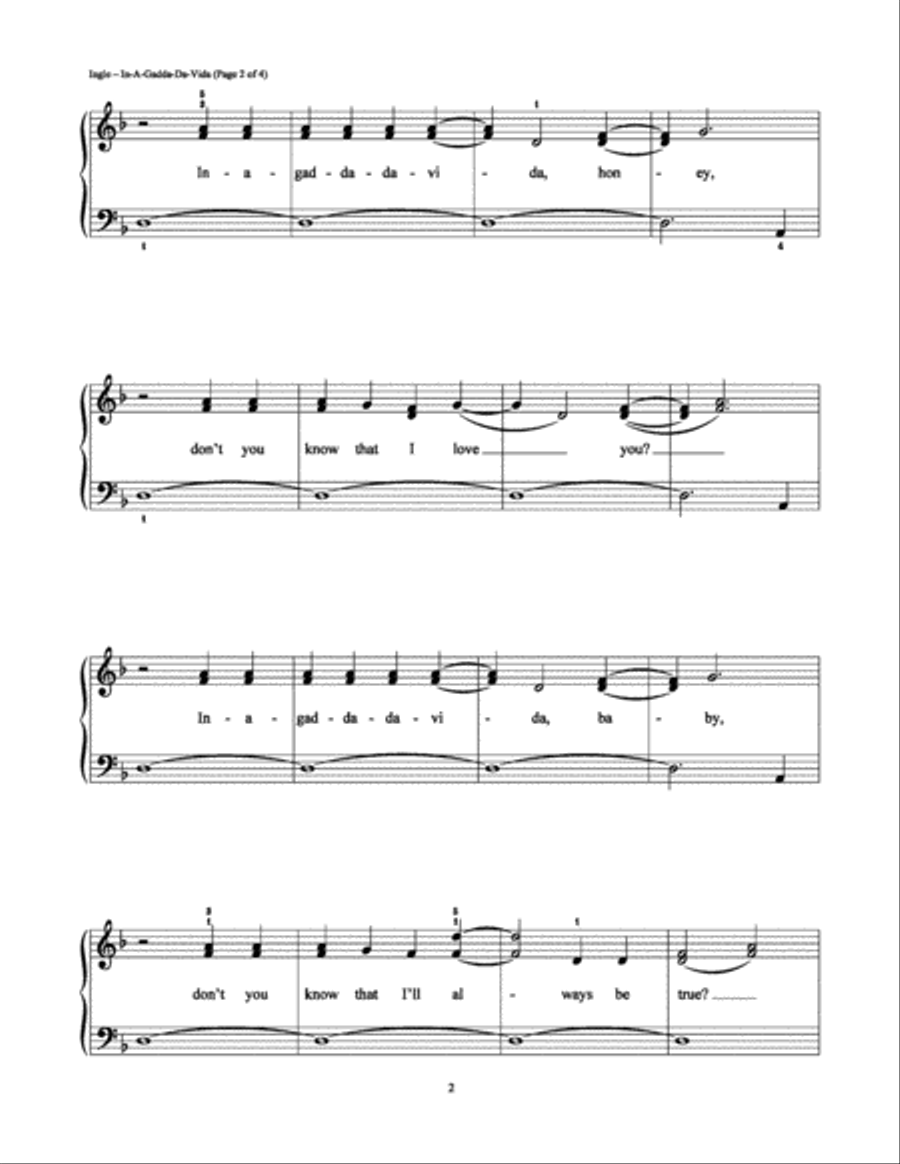In-A-Gadda-Da-Vida Easy Piano scores gallery preview page 2