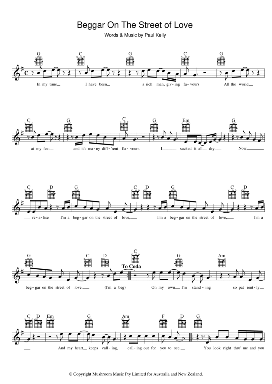 Beggar On The Street Of Love Piano scores gallery preview page 1