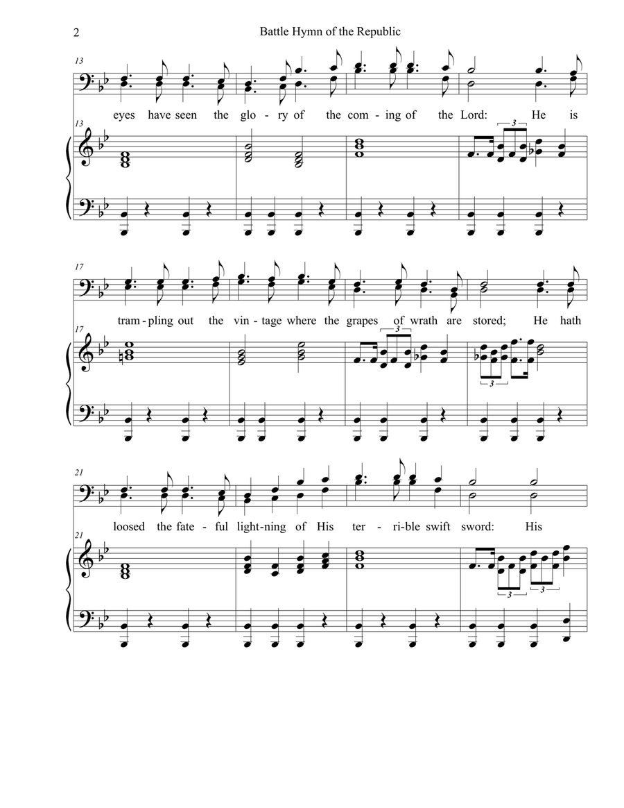 Battle Hymn of the Republic 4-Part scores gallery preview page 2