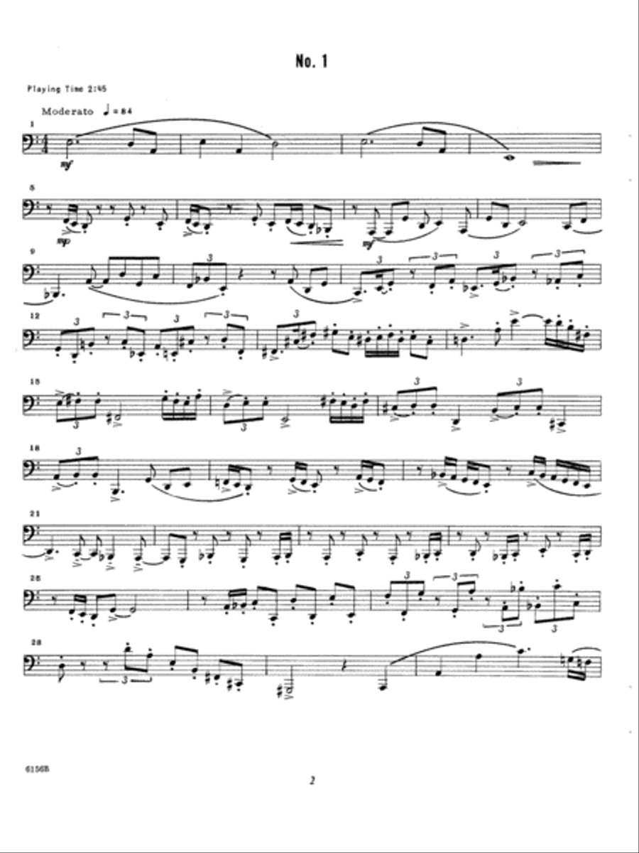Unaccompanied Solos For Bass Trombone, Volume 1 - Melodic Exercises Trombone scores gallery preview page 2