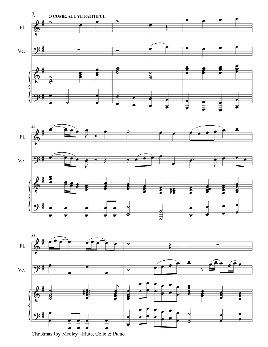 CHRISTMAS JOY MEDLEY (Trio – Flute, Cello & Piano with Parts) Flute scores gallery preview page 5