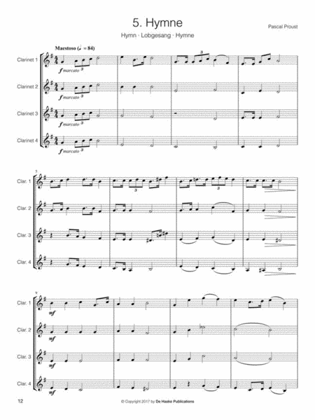14 Intermediate Clarinet Quartets