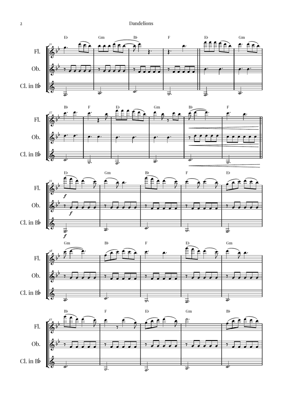 Dandelions Woodwind Trio scores gallery preview page 2