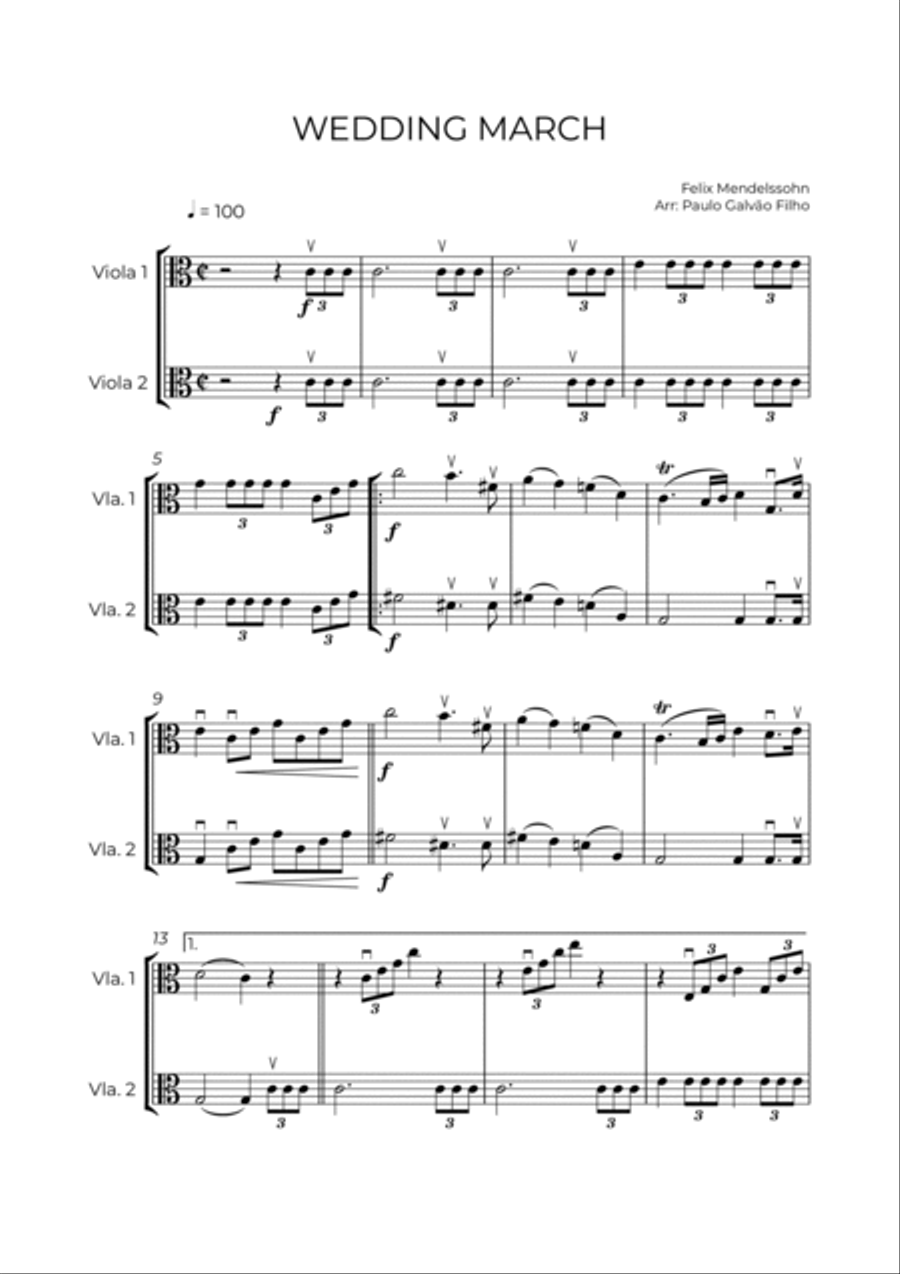 WEDDING MARCH - MENDELSSOHN - VIOLA DUET String Duet scores gallery preview page 2