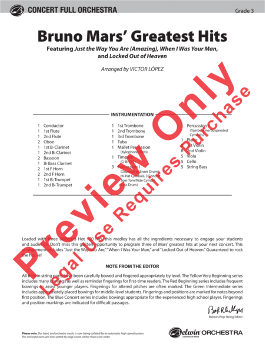 Bruno Mars' Greatest Hits Full Orchestra scores gallery preview page 2