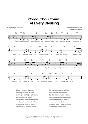 Book cover for Come Thou Fount of Every Blessing (Key of B-Flat Major)