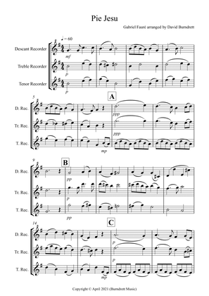 Pie Jesu (from Requiem) for Recorder Trio