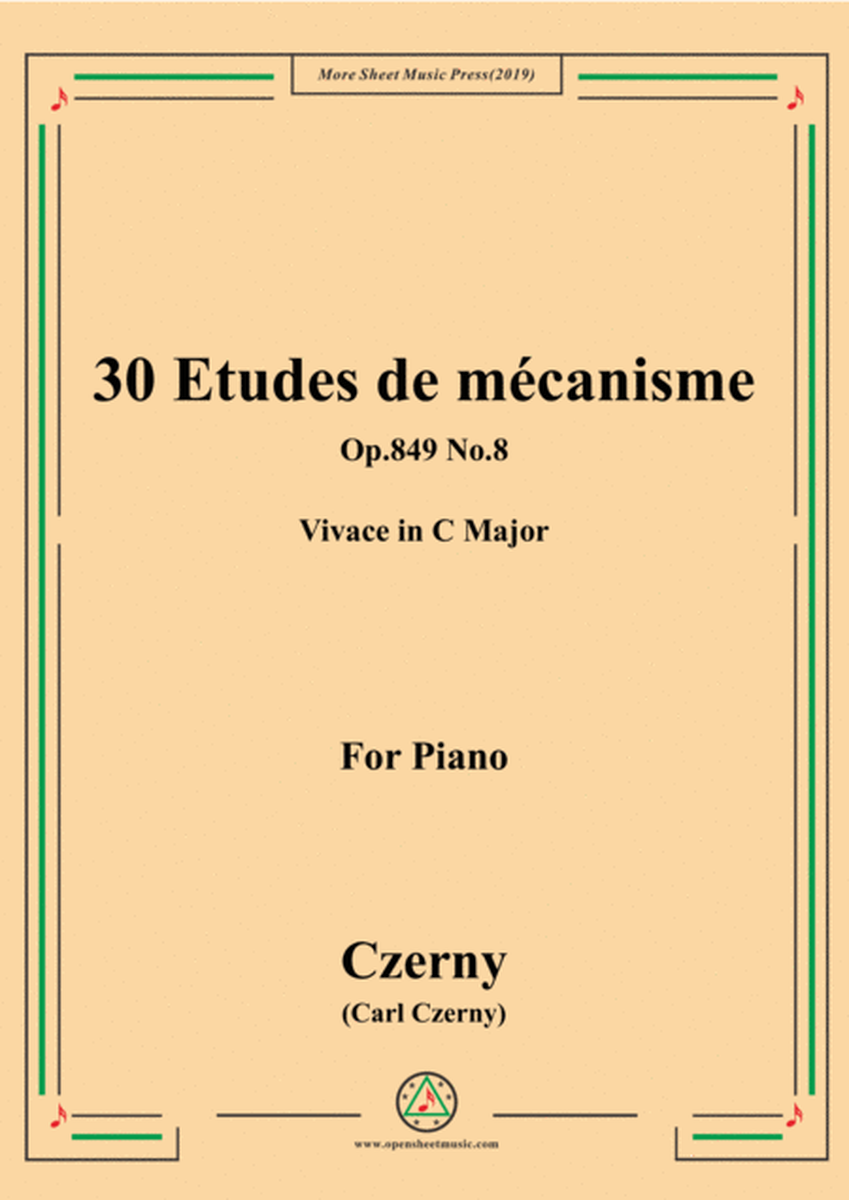 Czerny-30 Etudes de mécanisme,Op.849 No.8,Vivace in C Major,for Piano image number null