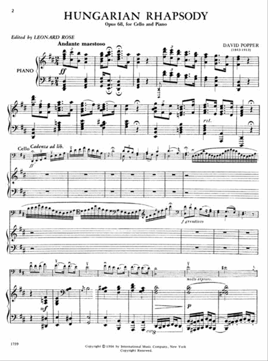 Hungarian Rhapsody, Opus 68 Hungarian Rhapsody, Opus 68 Piano Accompaniment scores gallery preview page 2