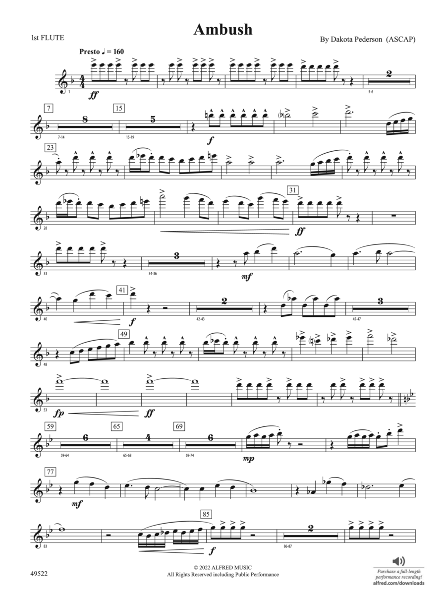 Ambush: Flute Concert Band scores gallery preview page 1