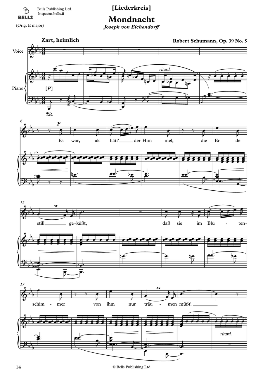 Mondnacht, Op. 39 No. 5 (E-flat Major)