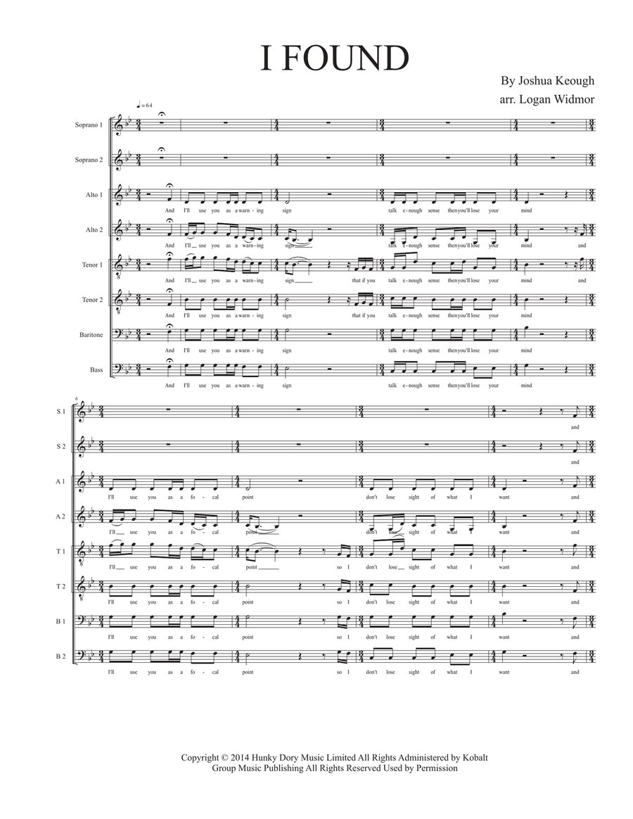 I Found I Found Divisi scores gallery preview page 1