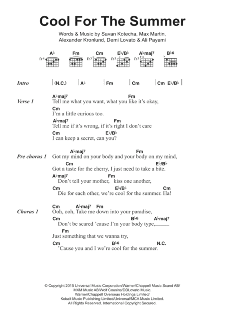 Cool For The Summer Acoustic Guitar scores gallery preview page 1