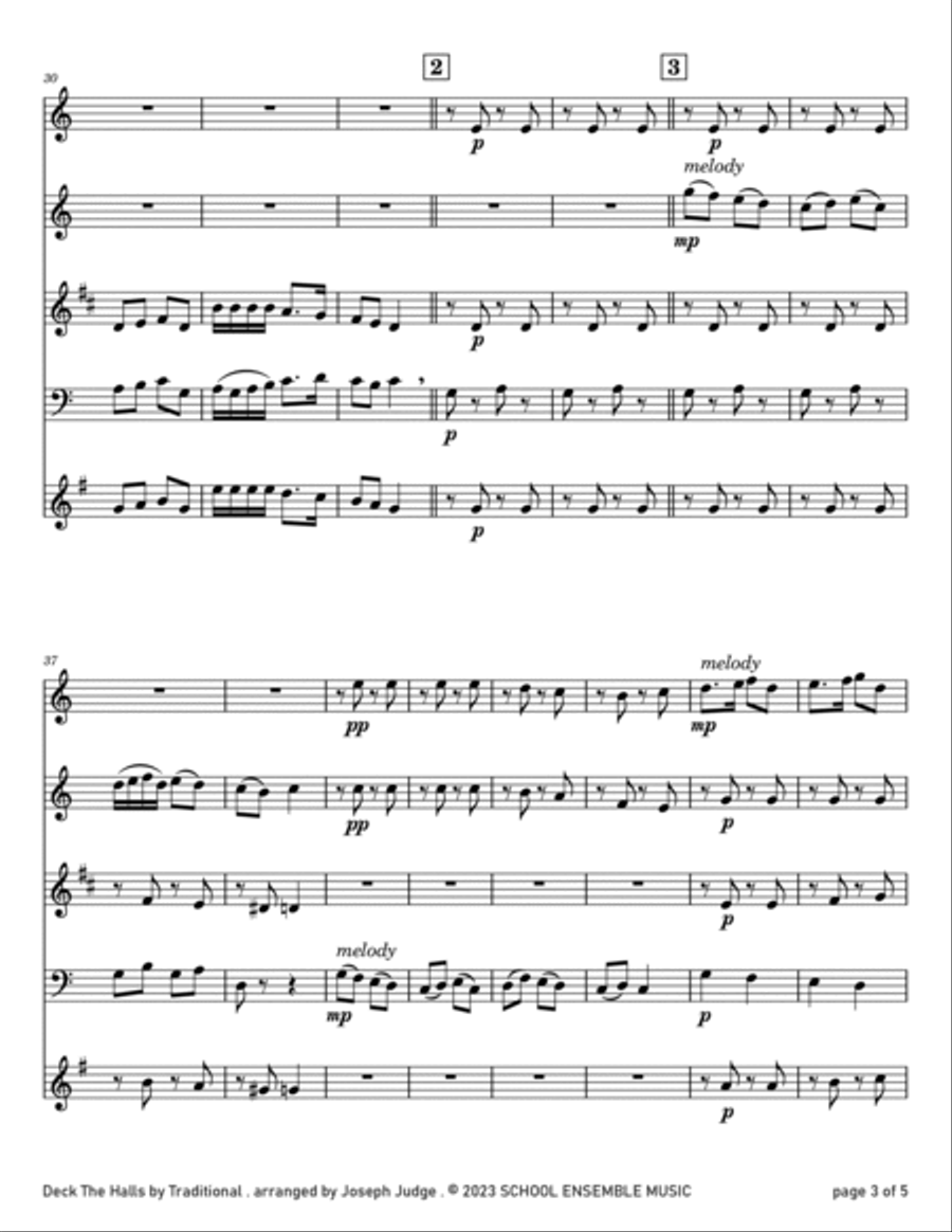 Deck The Halls for Woodwind Quartet in Schools Woodwind Quartet scores gallery preview page 3