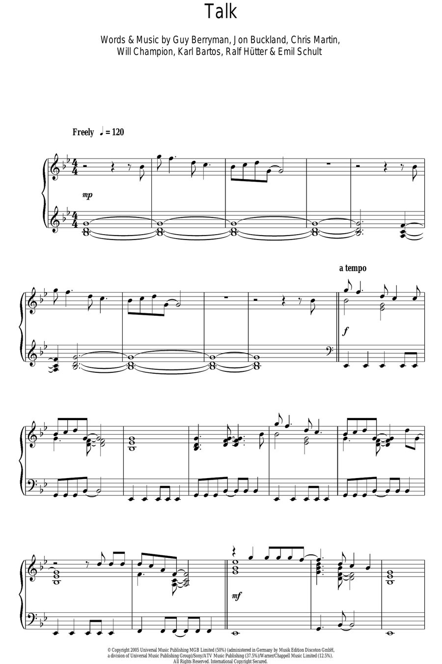 Talk Piano Solo scores gallery preview page 1