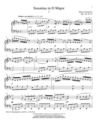 Sonatina In D Major, Op. 36, No. 6