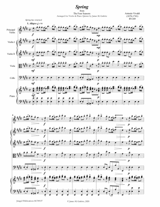 Vivaldi: The Four Seasons Complete for Violin & Piano Quintet
