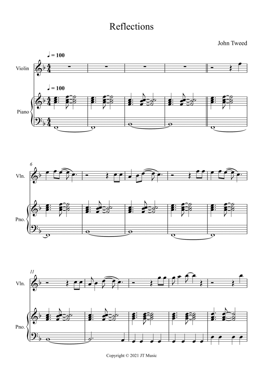 Reflections - Violin and Piano Violin Solo scores gallery preview page 1