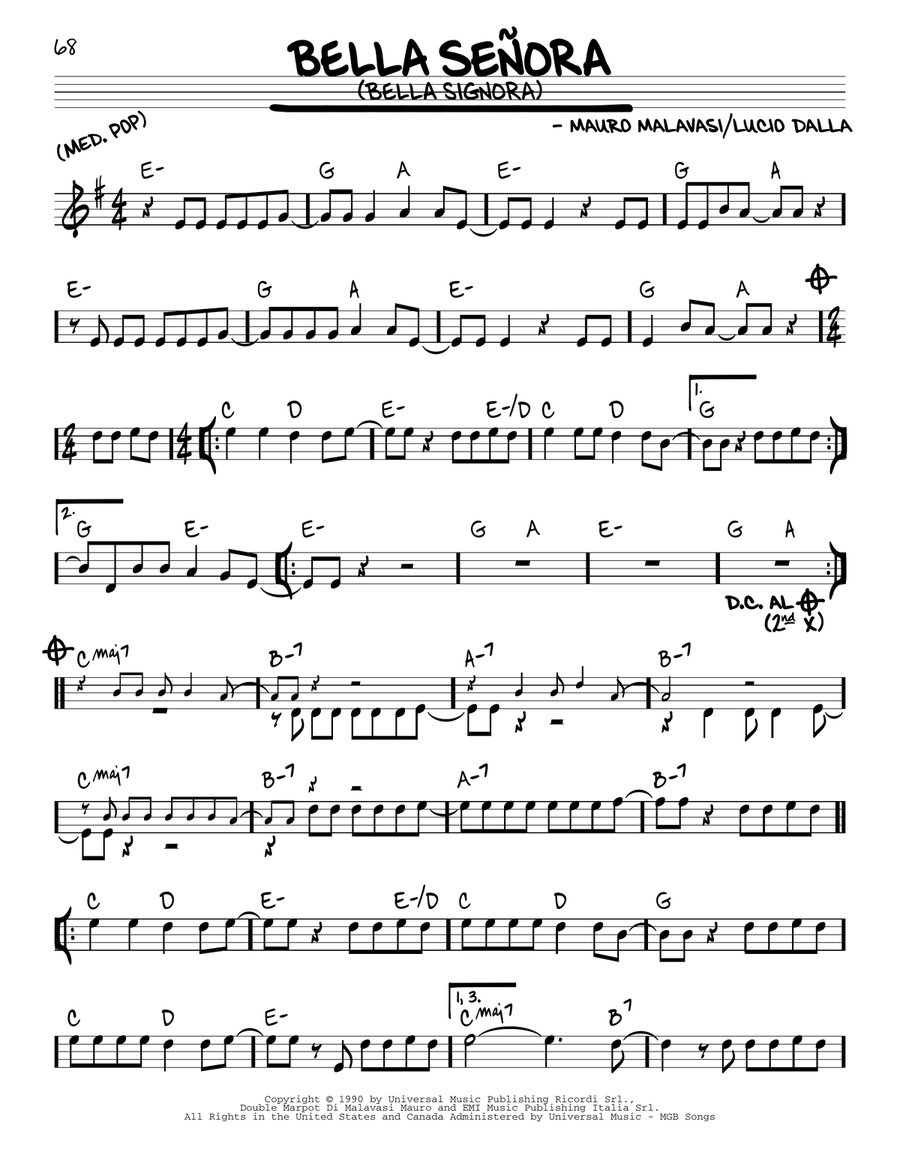 Bella Señora (Bella Signora) Piano scores gallery preview page 1