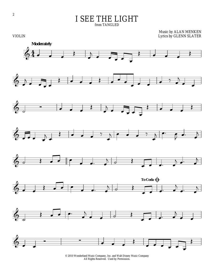 I See The Light (from Tangled) Violin Solo scores gallery preview page 1
