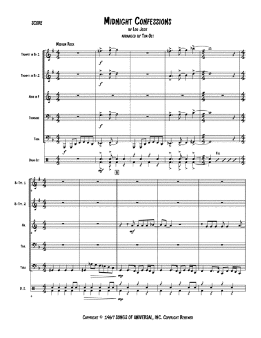 Midnight Confessions Brass Ensemble scores gallery preview page 1