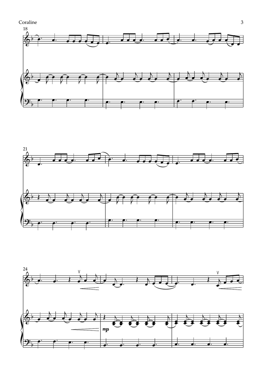Coraline Violin Solo scores gallery preview page 3