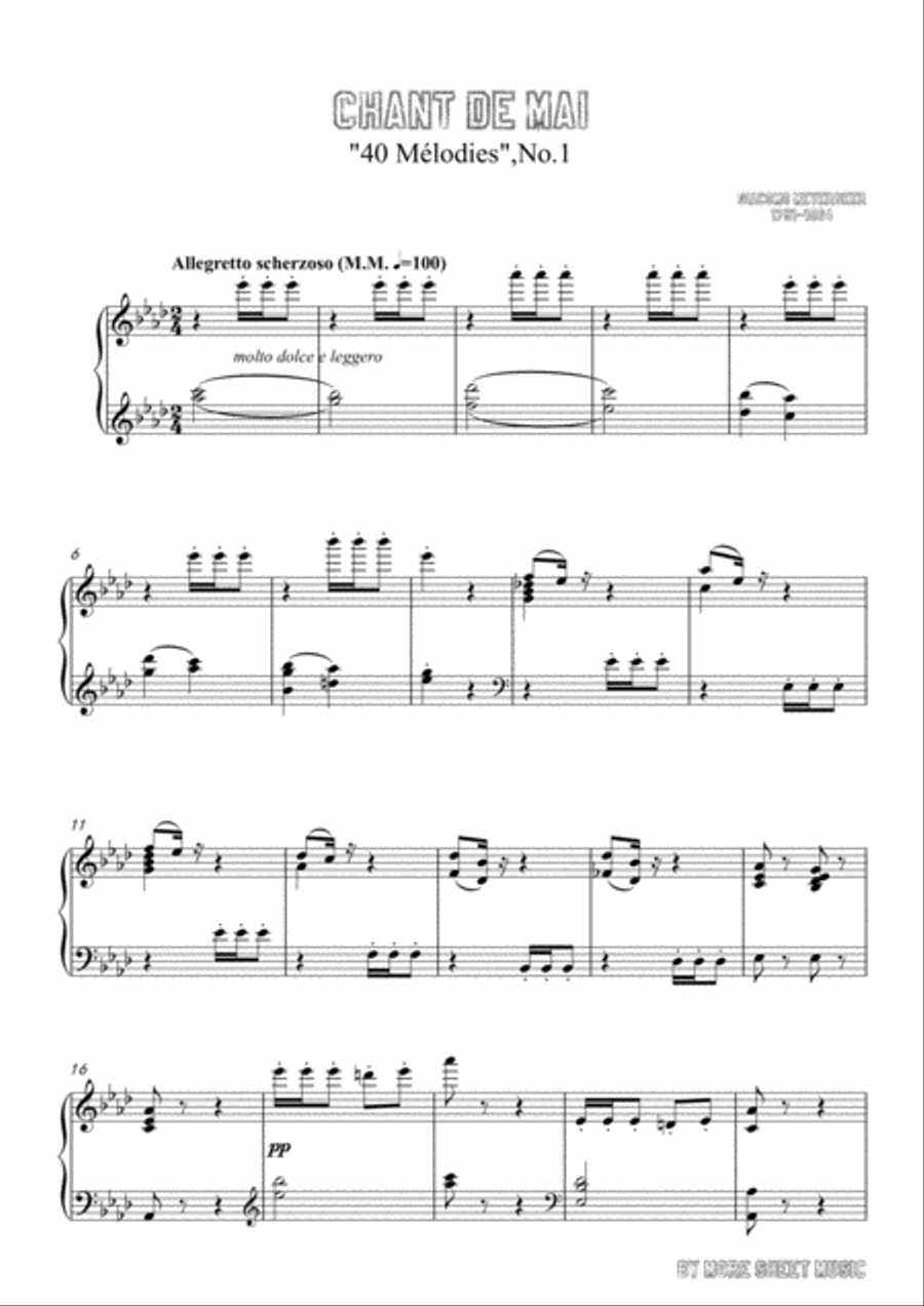 Meyerbeer-Chant de mai in A flat Major,for Voice and Piano Voice Solo scores gallery preview page 3