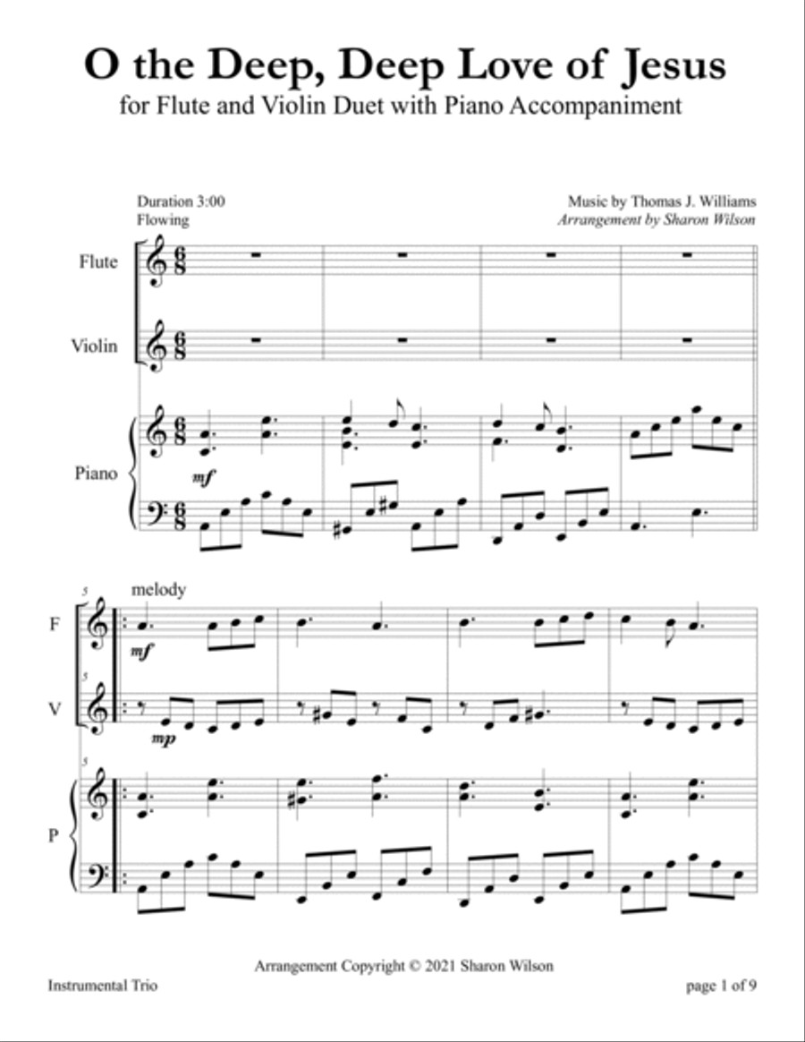 O the Deep, Deep Love of Jesus (for Flute and/or Violin Duet with Piano Accompaniment) image number null
