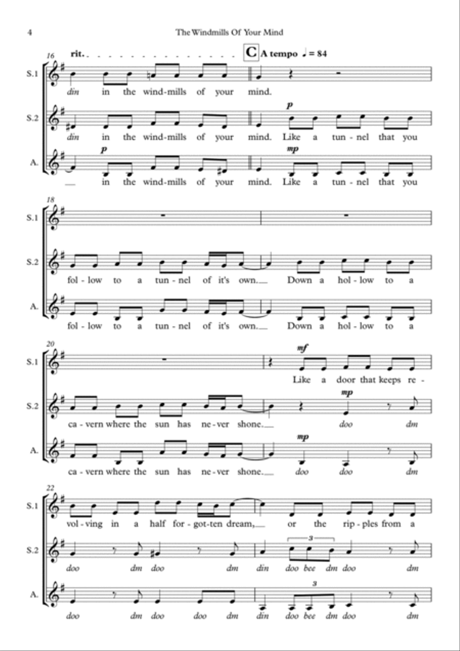 The Windmills Of Your Mind SSA scores gallery preview page 4