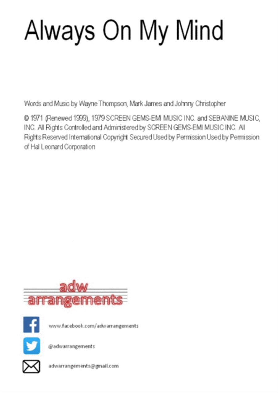 Always On My Mind Always On My Mind String Quartet scores gallery preview page 1