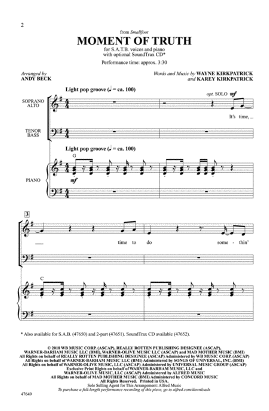 Moment of Truth Choir scores gallery preview page 1