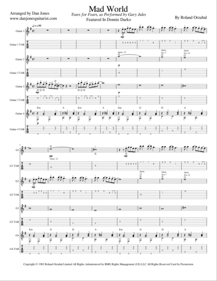 Mad World Acoustic Guitar scores gallery preview page 3