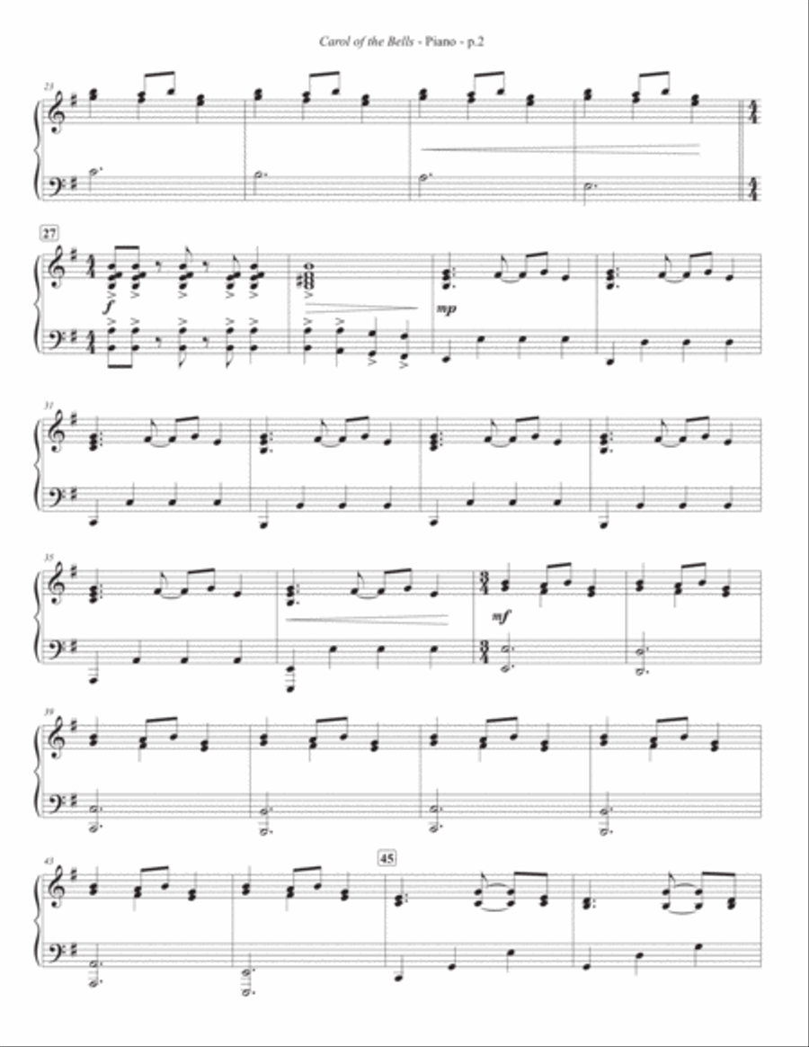 Carol of the Bells (solo piano) Piano Solo scores gallery preview page 3