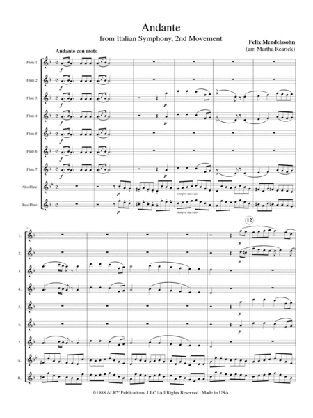 Andante (from the Italian Symphony, 2nd movement) for Flute Choir