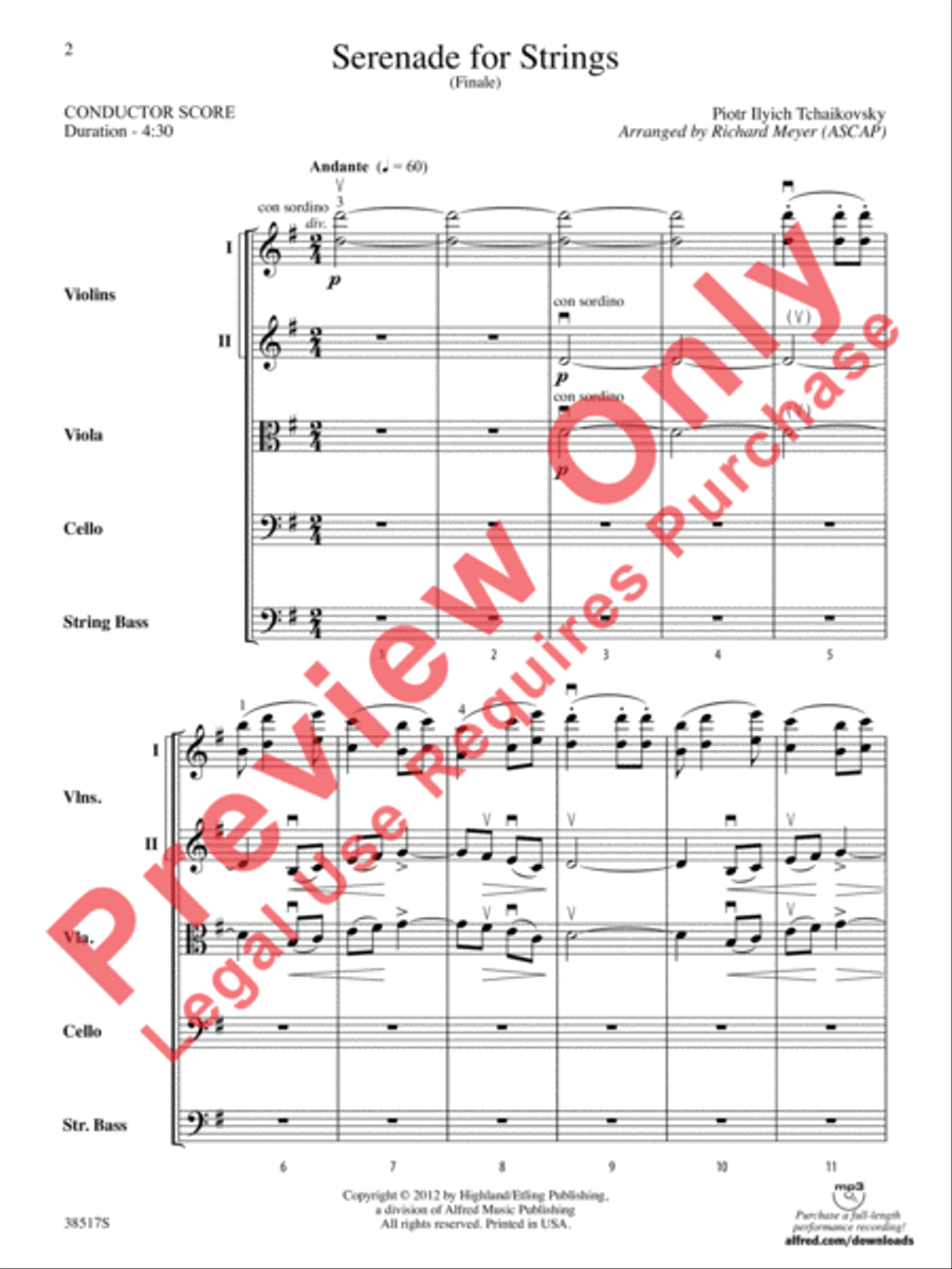 Serenade for Strings String Orchestra scores gallery preview page 3