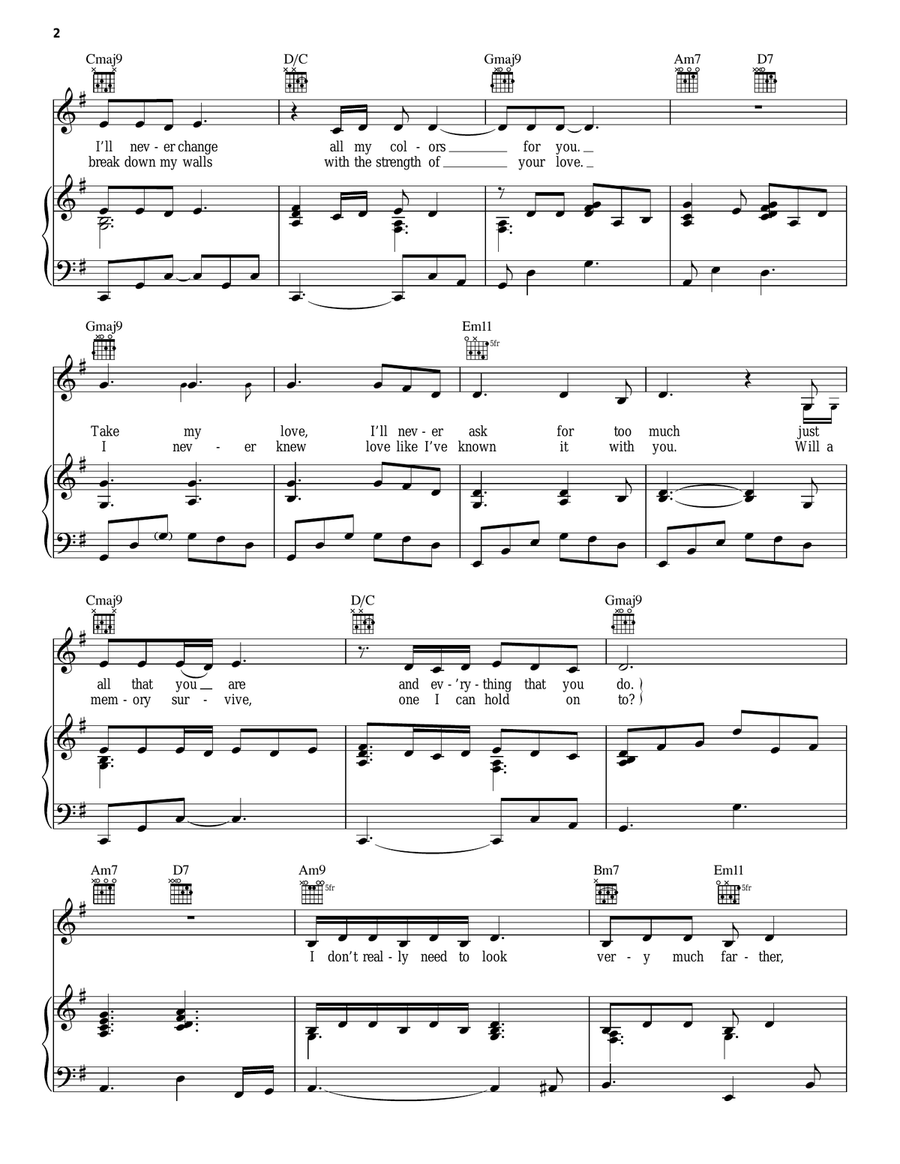 I Have Nothing Piano, Vocal, Guitar scores gallery preview page 2
