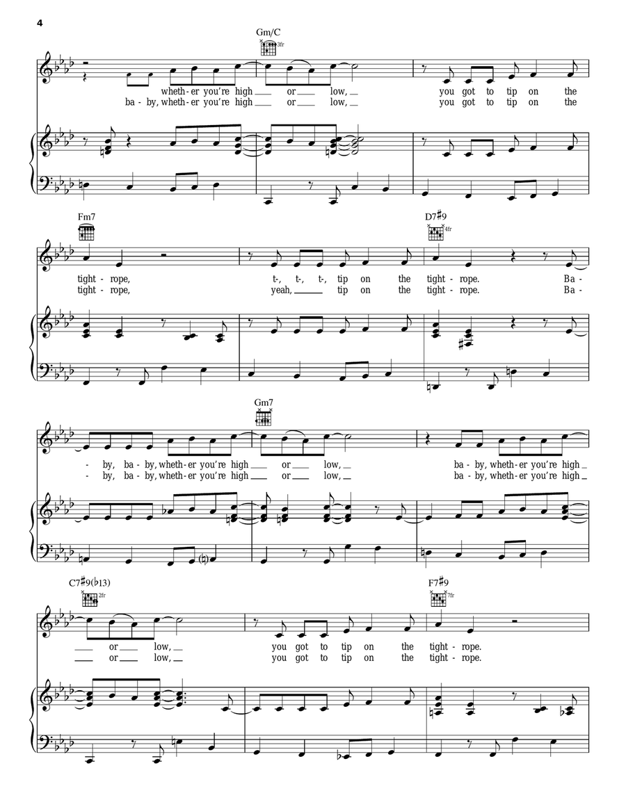 Tightrope Piano, Vocal, Guitar scores gallery preview page 4