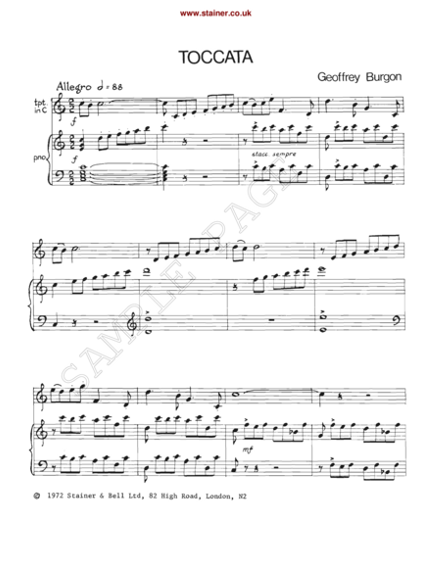 Toccata for Trumpet and Piano Trumpet scores gallery preview page 2