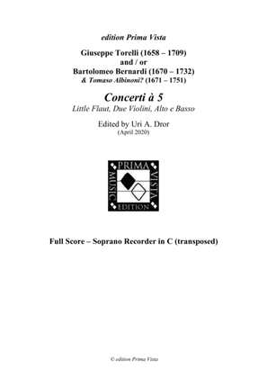 Torelli Recorder Concerti, Transposed Keys (Soprano recorder), Full Score