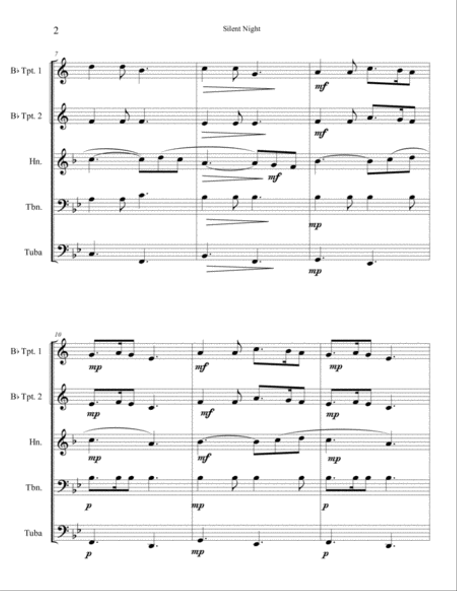 Silent Night Brass Ensemble scores gallery preview page 3