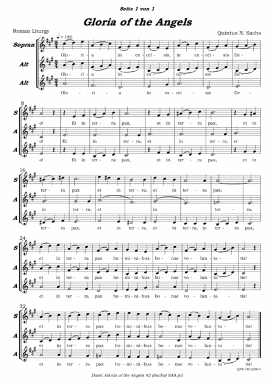 Gloria of the Angels Gloria of the Angels SA scores gallery preview page 1