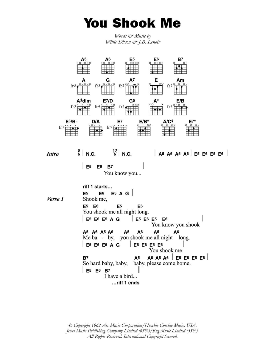 You Shook Me You Shook Me Electric Guitar scores gallery preview page 1