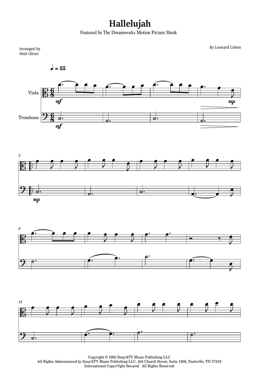 Hallelujah Trombone scores gallery preview page 1