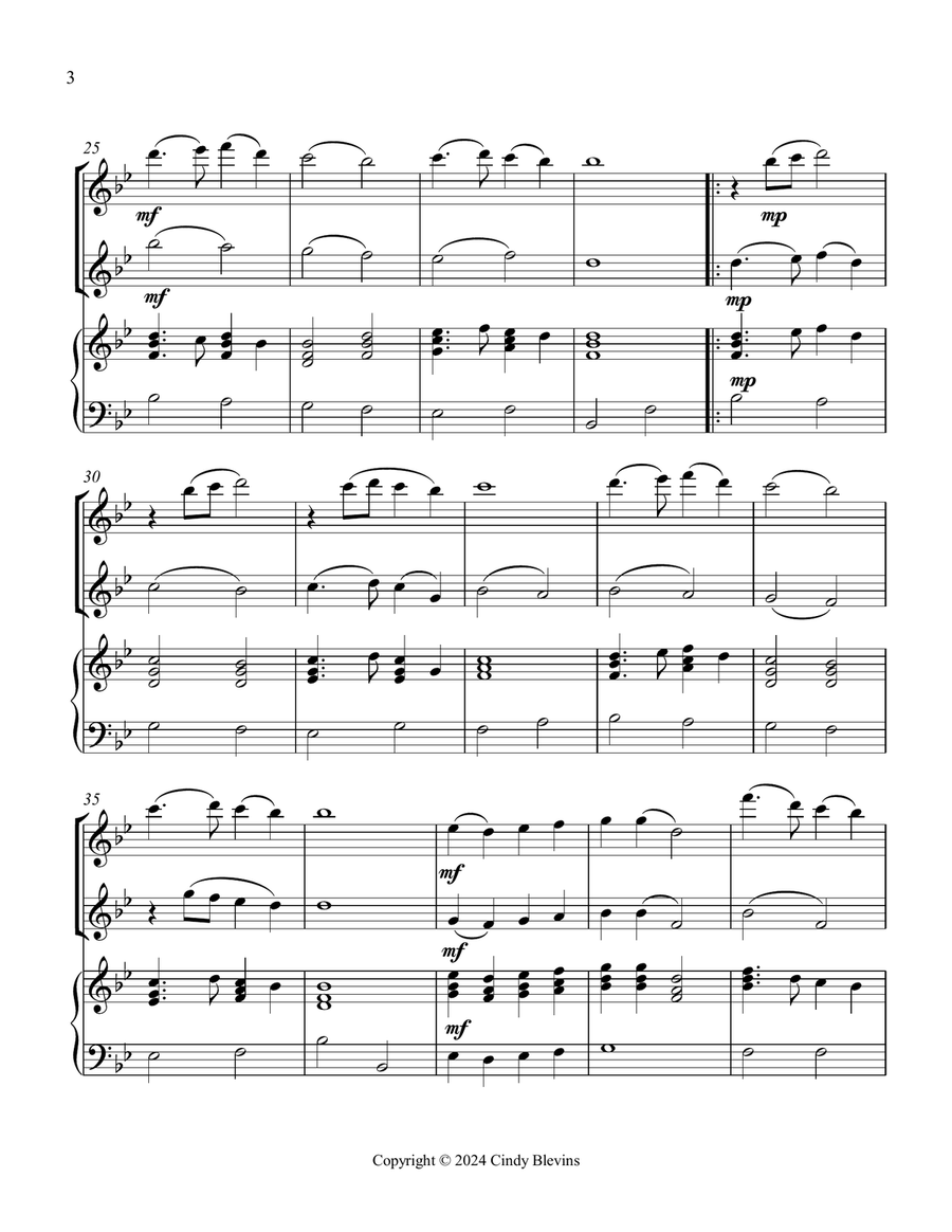 In the Bleak Midwinter, for Flute, Oboe and Piano Woodwind Duet scores gallery preview page 4