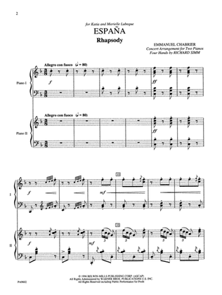 Book cover for España Rhapsody: Concert Transcription for Two Pianos