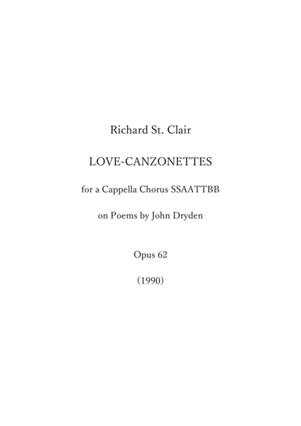 Love-Canzonettes: 10 strophic works for SATB a capella choir on bucolic poems of John Dryden image number null