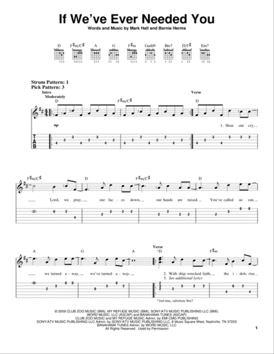 If We've Ever Needed You Acoustic Guitar scores gallery preview page 1