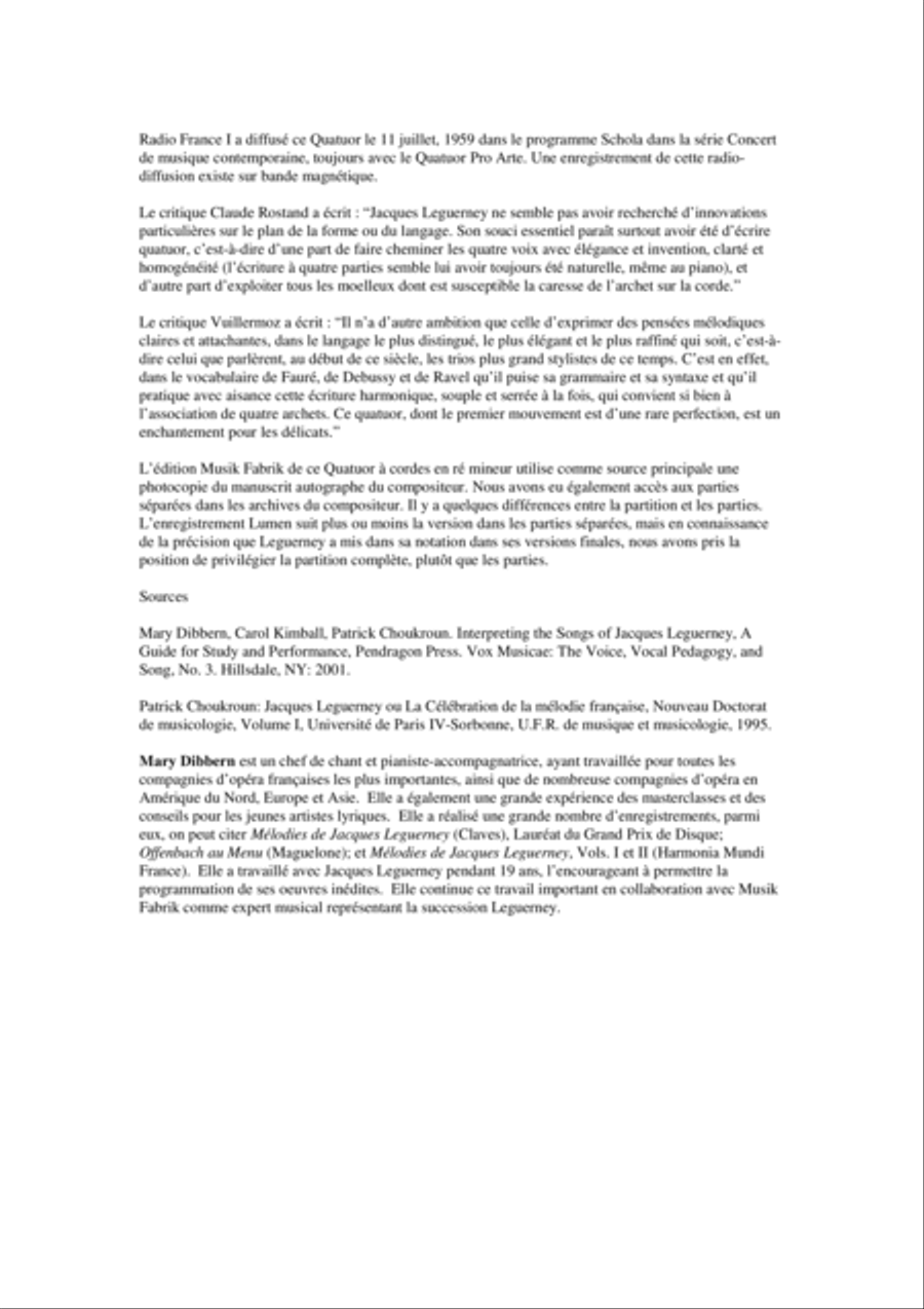 Jacques Leguerney: String Quartet in D for two violins, viola and cello String Quartet scores gallery preview page 4