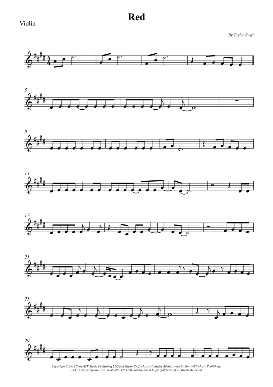 Red Red Violin Solo scores gallery preview page 1