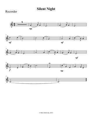 Silent Night: recorder/piano